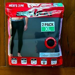 NWT 32 Degrees Heat Men’s Base Layer Pant Black Size XL 2 Pack NEW TWO PAIRS